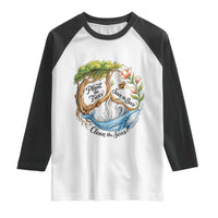 Plant The Trees Save The Bees Clean The Seas Raglan Shirt Vintage Peace Sign Aesthetic Nature Lover Ocean Conservation