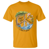 Plant The Trees Save The Bees Clean The Seas T Shirt Vintage Peace Sign Aesthetic Nature Lover Ocean Conservation