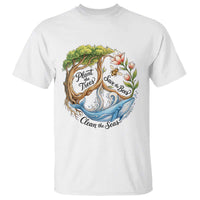 Plant The Trees Save The Bees Clean The Seas T Shirt Vintage Peace Sign Aesthetic Nature Lover Ocean Conservation