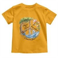 Plant The Trees Save The Bees Clean The Seas Toddler T Shirt Vintage Peace Sign Aesthetic Nature Lover Ocean Conservation