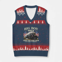 Patriotic Freedom Express Coast to Coast V-Neck Knit Sweater Vest Steam Train Legend Heritage Pride