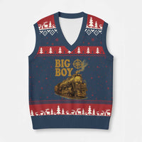 Vintage American Steam Train Locomotive Legend V-Neck Knit Sweater Vest Compass Adventure Heritage Pride Graphic