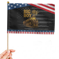 Vintage American Steam Train Locomotive Legend Patriotic Handheld Flag Compass Adventure Heritage Pride Graphic