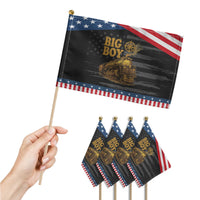 Vintage American Steam Train Locomotive Legend Patriotic Handheld Flag Compass Adventure Heritage Pride Graphic