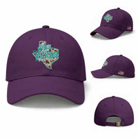 Retro Western She is From Texas I Can Tell Baseball Cap Trendy Turquoise Glitter Coquette and Cow Print Effect Graphic