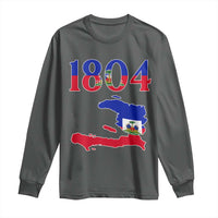 1804 Haiti Map and Flag Long Sleeve Shirt Haitian Heritage Pride Graphic