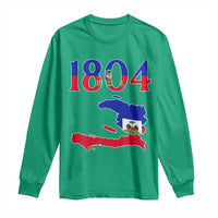 1804 Haiti Map and Flag Long Sleeve Shirt Haitian Heritage Pride Graphic