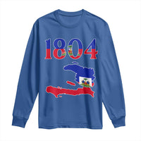1804 Haiti Map and Flag Long Sleeve Shirt Haitian Heritage Pride Graphic