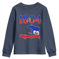 1804 Haiti Map and Flag Youth Sweatshirt Haitian Heritage Pride Graphic