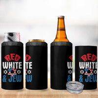 Red White and Jew 4 in 1 Can Cooler Tumbler Funny Jewish Patriotic 4th of July Star Of David - Wonder Print Shop