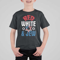 Red White and Jew T Shirt For Kid Funny Jewish Patriotic 4th of July Star Of David - Wonder Print Shop