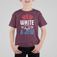 Red White and Jew T Shirt For Kid Funny Jewish Patriotic 4th of July Star Of David - Wonder Print Shop
