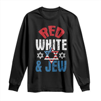 Red White and Jew Long Sleeve Shirt Funny Jewish Patriotic 4th of July Star Of David - Wonder Print Shop