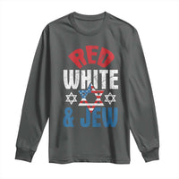 Red White and Jew Long Sleeve Shirt Funny Jewish Patriotic 4th of July Star Of David - Wonder Print Shop