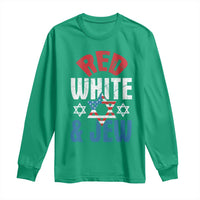 Red White and Jew Long Sleeve Shirt Funny Jewish Patriotic 4th of July Star Of David - Wonder Print Shop