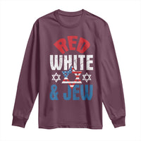 Red White and Jew Long Sleeve Shirt Funny Jewish Patriotic 4th of July Star Of David - Wonder Print Shop