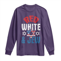 Red White and Jew Long Sleeve Shirt Funny Jewish Patriotic 4th of July Star Of David - Wonder Print Shop