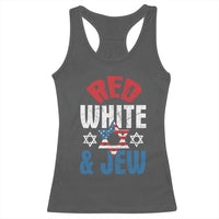 Red White and Jew Racerback Tank Top Funny Jewish Patriotic 4th of July Star Of David - Wonder Print Shop