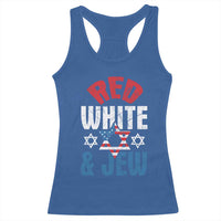 Red White and Jew Racerback Tank Top Funny Jewish Patriotic 4th of July Star Of David - Wonder Print Shop