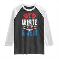 Red White and Jew Raglan Shirt Funny Jewish Patriotic 4th of July Star Of David - Wonder Print Shop