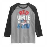 Red White and Jew Raglan Shirt Funny Jewish Patriotic 4th of July Star Of David - Wonder Print Shop