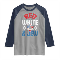 Red White and Jew Raglan Shirt Funny Jewish Patriotic 4th of July Star Of David - Wonder Print Shop