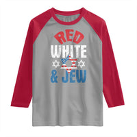 Red White and Jew Raglan Shirt Funny Jewish Patriotic 4th of July Star Of David - Wonder Print Shop