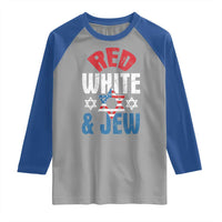 Red White and Jew Raglan Shirt Funny Jewish Patriotic 4th of July Star Of David - Wonder Print Shop