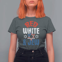 Red White and Jew T Shirt For Women Funny Jewish Patriotic 4th of July Star Of David - Wonder Print Shop