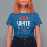 Red White and Jew T Shirt For Women Funny Jewish Patriotic 4th of July Star Of David - Wonder Print Shop