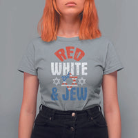 Red White and Jew T Shirt For Women Funny Jewish Patriotic 4th of July Star Of David - Wonder Print Shop