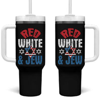Red White and Jew Tumbler With Handle Funny Jewish Patriotic 4th of July Star Of David - Wonder Print Shop