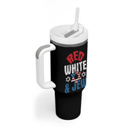 Red White and Jew Tumbler With Handle Funny Jewish Patriotic 4th of July Star Of David - Wonder Print Shop