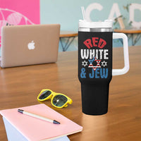 Red White and Jew Tumbler With Handle Funny Jewish Patriotic 4th of July Star Of David - Wonder Print Shop
