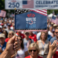 Red White and Jew Patriotic Handheld Flag Funny Jewish Patriotic 4th of July Star Of David