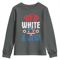 Red White and Jew Youth Sweatshirt Funny Jewish Patriotic 4th of July Star Of David - Wonder Print Shop