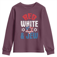 Red White and Jew Youth Sweatshirt Funny Jewish Patriotic 4th of July Star Of David - Wonder Print Shop