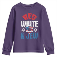 Red White and Jew Youth Sweatshirt Funny Jewish Patriotic 4th of July Star Of David - Wonder Print Shop