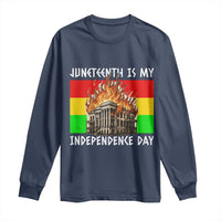 Juneteenth Is My Independence Day Long Sleeve Shirt Bold Afro Liberation Pan-African Flag - Wonder Print Shop