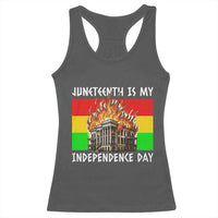Juneteenth Is My Independence Day Racerback Tank Top Bold Afro Liberation Pan-African Flag - Wonder Print Shop