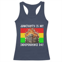 Juneteenth Is My Independence Day Racerback Tank Top Bold Afro Liberation Pan-African Flag - Wonder Print Shop