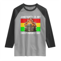 Juneteenth Is My Independence Day Raglan Shirt Bold Afro Liberation Pan-African Flag - Wonder Print Shop