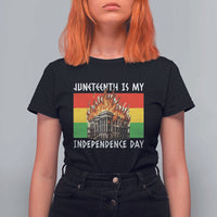 Juneteenth Is My Independence Day T Shirt For Women Bold Afro Liberation Pan-African Flag - Wonder Print Shop