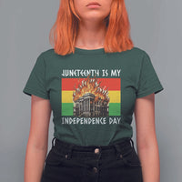 Juneteenth Is My Independence Day T Shirt For Women Bold Afro Liberation Pan-African Flag - Wonder Print Shop