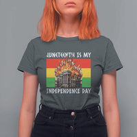 Juneteenth Is My Independence Day T Shirt For Women Bold Afro Liberation Pan-African Flag - Wonder Print Shop