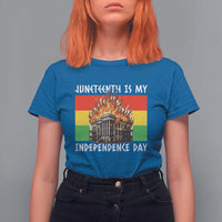 Juneteenth Is My Independence Day T Shirt For Women Bold Afro Liberation Pan-African Flag - Wonder Print Shop