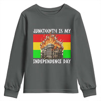 Juneteenth Is My Independence Day Youth Sweatshirt Bold Afro Liberation Pan-African Flag - Wonder Print Shop