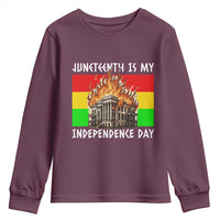 Juneteenth Is My Independence Day Youth Sweatshirt Bold Afro Liberation Pan-African Flag - Wonder Print Shop