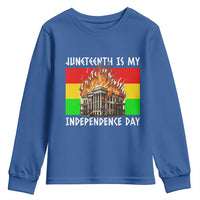 Juneteenth Is My Independence Day Youth Sweatshirt Bold Afro Liberation Pan-African Flag - Wonder Print Shop