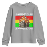 Juneteenth Is My Independence Day Youth Sweatshirt Bold Afro Liberation Pan-African Flag - Wonder Print Shop